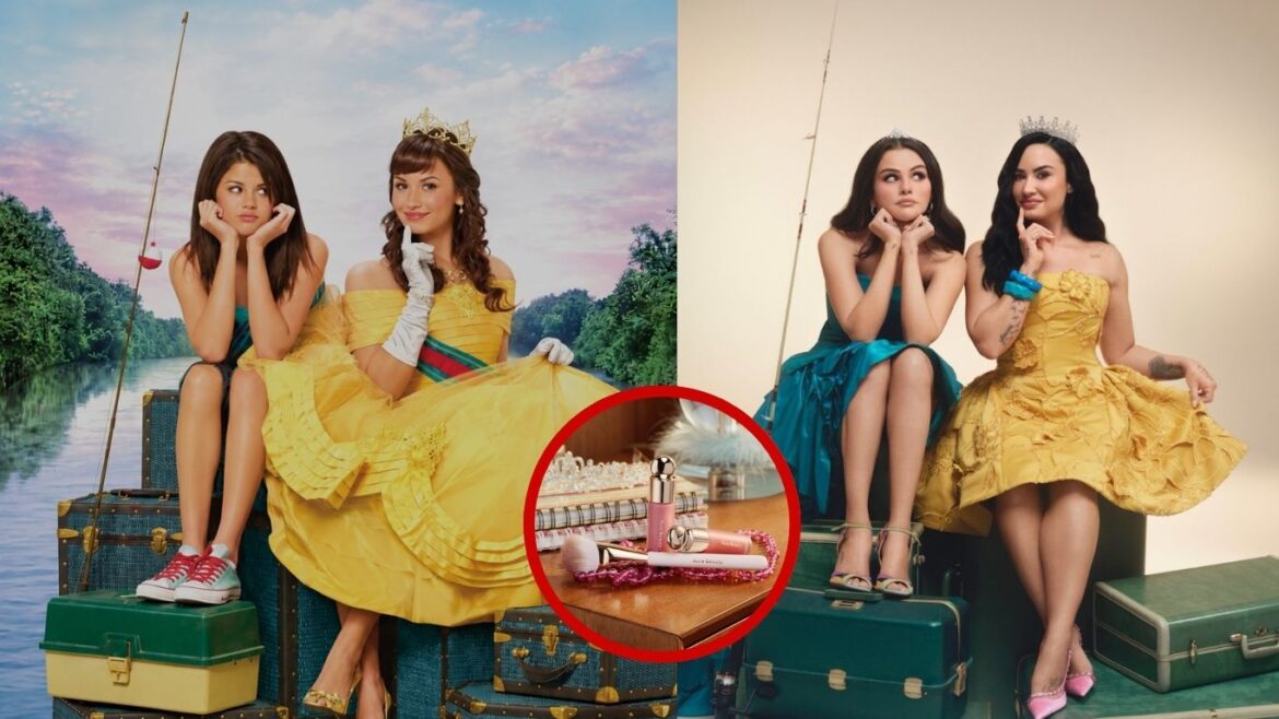Selena Gomez y Demi Lovato recrean el póster de *Programa de protección para princesas* para una campaña de Rare Beauty.